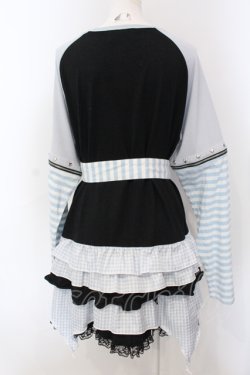 画像3: Jamieエーエヌケー / ボーダー切り替えロンTEワンピース  クロ×サックス O-25-06-30-112-LO-OP-IG-OS