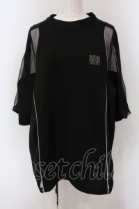 ililil / 透けてるお肌のめっしゅTシャツ  ブラック O-25-06-30-118-PU-TO-IG-ZY