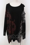 Qutie Frash / 気楡茶閃洸 オフショルBIG Tシャツ  ブラック×レッド O-25-06-30-121-QU-TO-IG-OS