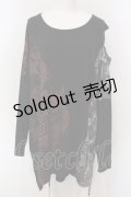 Qutie Frash / 気楡茶閃洸 オフショルBIG Tシャツ  ブラック×レッド O-25-06-30-121-QU-TO-IG-OS