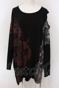 画像1: Qutie Frash / 気楡茶閃洸 オフショルBIG Tシャツ  ブラック×レッド O-25-06-30-121-QU-TO-IG-OS