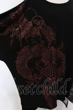 画像2: Qutie Frash / 気楡茶閃洸 オフショルBIG Tシャツ  ブラック×レッド O-25-06-30-121-QU-TO-IG-OS
