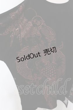画像2: Qutie Frash / 気楡茶閃洸 オフショルBIG Tシャツ  ブラック×レッド O-25-06-30-121-QU-TO-IG-OS