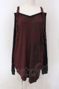Qutie Frash / 2店舗限定 オフショルビッグT  ブラック×レッド O-25-06-30-122-QU-TO-IG-OS