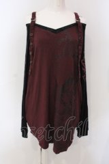 Qutie Frash / 2店舗限定 オフショルビッグT  ブラック×レッド O-25-06-30-122-QU-TO-IG-OS