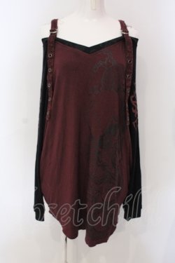 画像1: Qutie Frash / 2店舗限定 オフショルビッグT  ブラック×レッド O-25-06-30-122-QU-TO-IG-OS