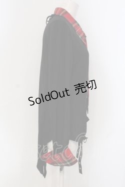 画像2: Qutie Frash / タータンチェックネクタイ付きブラウス  ブラック×レッドタータン O-25-06-30-123-QU-TO-IG-ZI