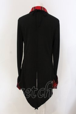 画像3: Qutie Frash / タータンチェックネクタイ付きブラウス  ブラック×レッドタータン O-25-06-30-123-QU-TO-IG-OS