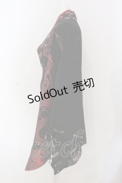 画像2: Qutie Frash / 矢絣柄 着物カーデ  レッド×ブラック O-25-06-30-125-QU-JA-IG-ZI