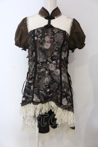 Qutie Frash / チャイナパフワンピ  ブラウン O-25-06-30-136-QU-OP-IG-OS