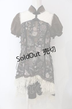 画像1: Qutie Frash / チャイナパフワンピ  ブラウン O-25-06-30-136-QU-OP-IG-ZT076