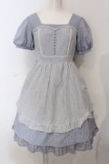 axes femme / 重ね着風コットンワンピース  サックス O-25-06-30-143-AX-OP-IG-OS