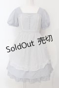 axes femme / 重ね着風コットンワンピース  サックス O-25-06-30-143-AX-OP-IG-OS