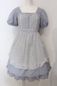 axes femme / 重ね着風コットンワンピース  サックス O-25-06-30-143-AX-OP-IG-OS