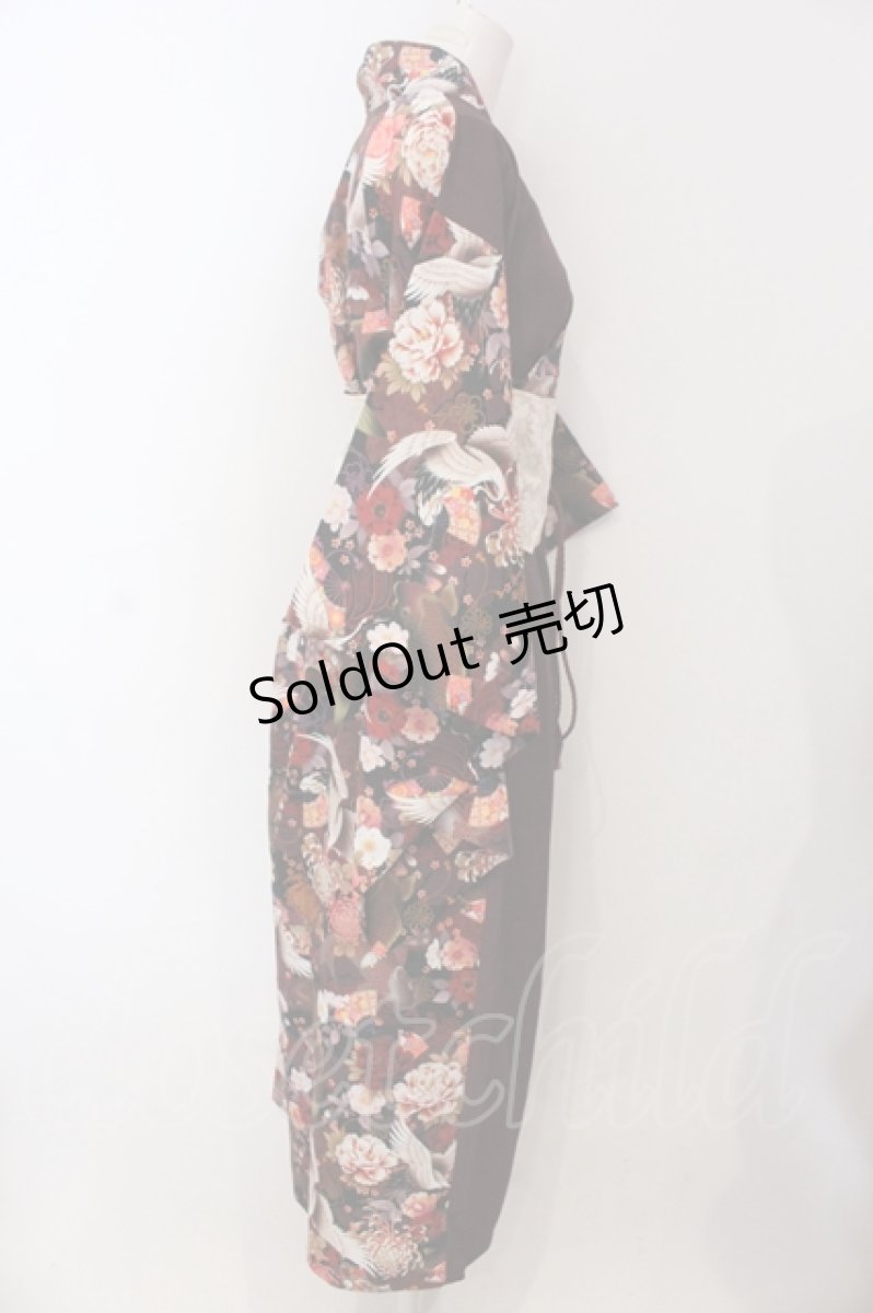 画像2: Qutie Frash / 浴衣4点SET  鶴RED O-25-06-30-146-QU-OP-IG-OS (2)