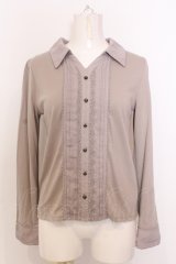 axes femme / タック使いブラウス風カットソー M ライトグレー O-25-06-30-024-AX-TO-YM-ZT0730B