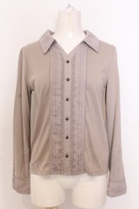 axes femme / タック使いブラウス風カットソー M ライトグレー O-25-06-30-024-AX-TO-YM-OS