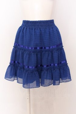 画像1: Emily Temple cute / リボン配色シフォンミニスカート  アオ O-25-06-30-029-ET-SK-OW-OS