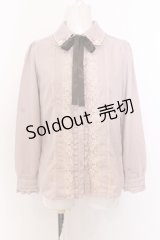 axes femme / 巻きバラ付きブラウス M ピンク×ブラウン O-25-06-30-030-AX-BL-IG-OS