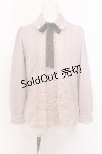axes femme / 巻きバラ付きブラウス M ピンク×ブラウン O-25-06-30-030-AX-BL-IG-OS