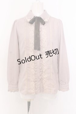画像1: axes femme / 巻きバラ付きブラウス M ピンク×ブラウン O-25-06-30-030-AX-BL-IG-OS