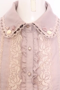 画像2: axes femme / 巻きバラ付きブラウス M ピンク×ブラウン O-25-06-30-030-AX-BL-IG-OS