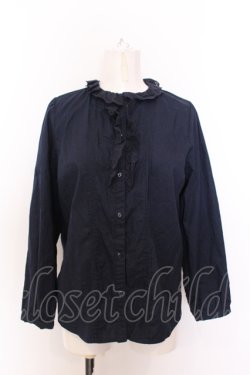 画像1: Fi.n.t / コットンレースフリルカラーブラウス  ネイビー O-25-06-30-032-CA-BL-IG-OS