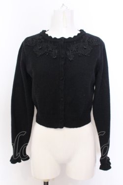 画像1: m petit by misako / AM バラレースニットカーディガン S ブラック O-25-06-30-033-LO-TO-IG-OS
