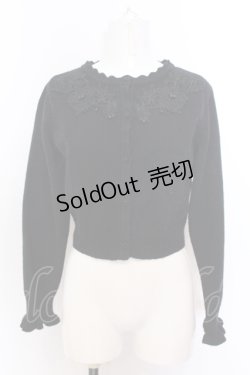 画像1: m petit by misako / AM バラレースニットカーディガン S ブラック O-25-06-30-033-LO-TO-IG-ZT0722E