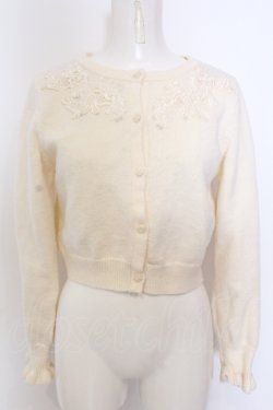 画像1: m petit by misako / AM バラレースニットカーディガン S アイボリー O-25-06-30-035-LO-TO-IG-OS