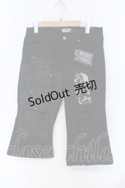 画像1: SEX POT ReVeNGe / パッチダメージデニムハーフパンツ M ブラック O-25-07-05-005-SP-PA-IG-ZY