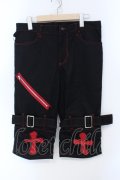 MA / クロスガーゼステッチハーフパンツ  ブラック×レッド O-25-07-05-006-PU-PA-IG-OS