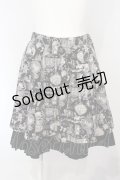 PEACE NOW / キャットプリントバックティアードスカート  ブラック O-25-07-05-044-PU-SK-IG-ZS