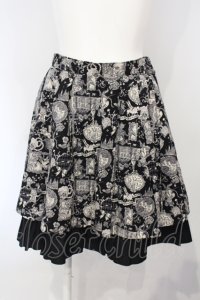 PEACE NOW / キャットプリントバックティアードスカート  ブラック O-25-07-05-044-PU-SK-IG-OS
