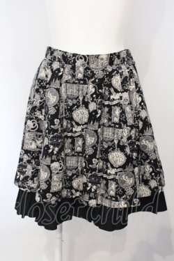 画像1: PEACE NOW / キャットプリントバックティアードスカート  ブラック O-25-07-05-044-PU-SK-IG-OS