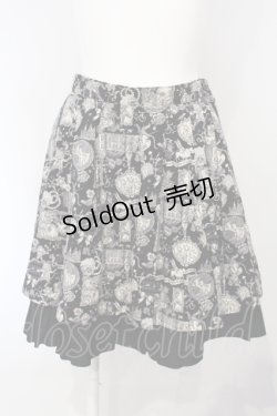 画像1: PEACE NOW / キャットプリントバックティアードスカート  ブラック O-25-07-05-044-PU-SK-IG-ZS