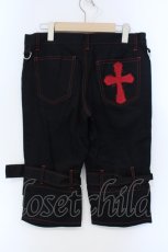 画像2: MA / クロスガーゼステッチハーフパンツ  ブラック×レッド O-25-07-05-006-PU-PA-IG-ZS (2)