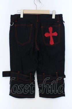画像2: MA / クロスガーゼステッチハーフパンツ  ブラック×レッド O-25-07-05-006-PU-PA-IG-OS