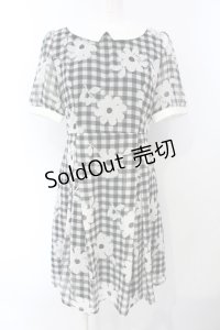 Fi.n.t / マーガレットギンンガムチェックシフォン半袖ワンピース  シロ×クロ O-25-07-05-050-CA-OP-IG-ZT0722E