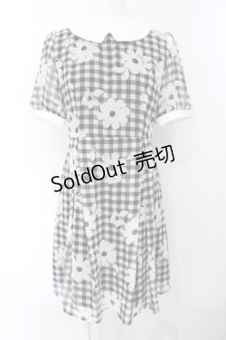 画像1: Fi.n.t / マーガレットギンンガムチェックシフォン半袖ワンピース  シロ×クロ O-25-07-05-050-CA-OP-IG-ZT0722E