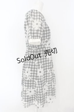 画像2: Fi.n.t / マーガレットギンンガムチェックシフォン半袖ワンピース  シロ×クロ O-25-07-05-050-CA-OP-IG-ZT0722E