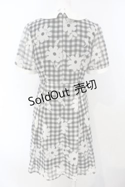 画像3: Fi.n.t / マーガレットギンンガムチェックシフォン半袖ワンピース  シロ×クロ O-25-07-05-050-CA-OP-IG-ZT0722E