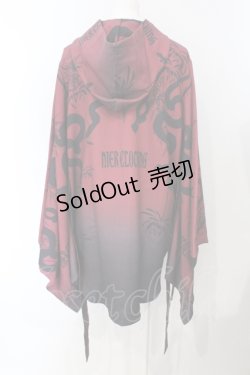 画像3: NieR Clothing / 袖口リブ付き着物風シャツ  レッド O-25-07-05-058-PU-TO-YM-OS