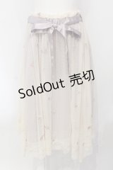 axes femme / 小花刺繍イレヘムスカート  ピンク×アイボリー O-25-07-05-067-AX-SK-IG-OS