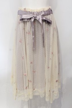 画像1: axes femme / 小花刺繍イレヘムスカート  ピンク×アイボリー O-25-07-05-067-AX-SK-IG-OS
