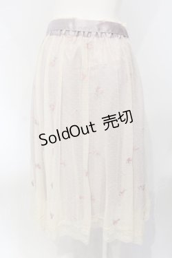 画像2: axes femme / 小花刺繍イレヘムスカート  ピンク×アイボリー O-25-07-05-067-AX-SK-IG-OS