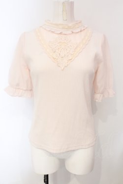 画像1: axes femme / レース切替ニット  ピンク系 O-25-07-05-072-AX-TO-IG-OS