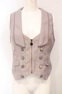 axes femme / ジップデザインベスト  ピンクベージュ O-25-07-05-074-AX-TO-IG-OS