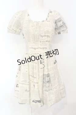 画像1: pays des fees  / 新聞紙バルーンワンピース 9 アイボリー O-25-07-05-076-PU-OP-IG-OS