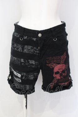画像1: MAD / スカルptショートパンツ S ブラック×レッド O-25-07-05-002-PU-PA-OW-OS